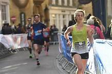 Young woman on a marathon run